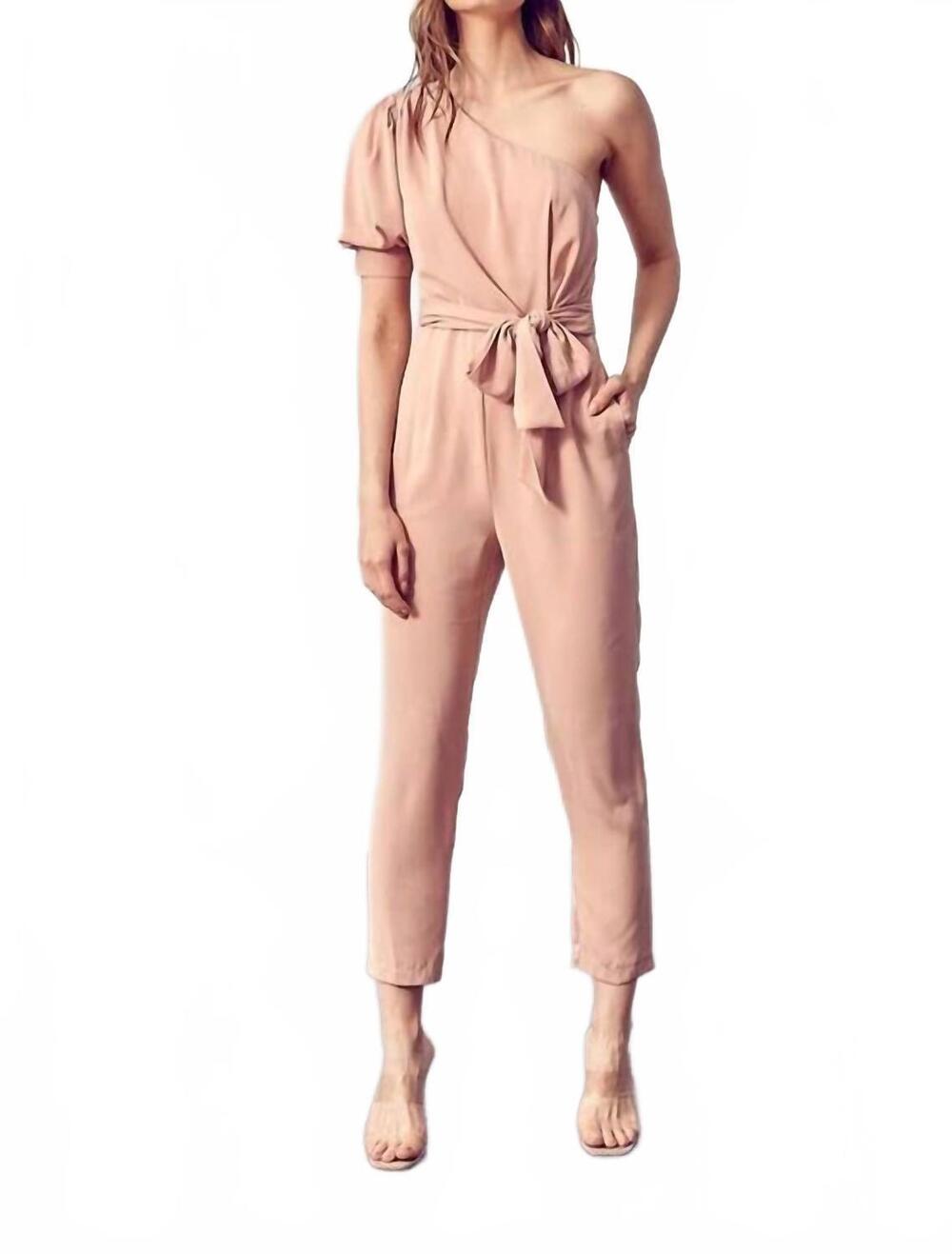 NEW DO+BE audrey one shoulder jumpsuit in deep blush